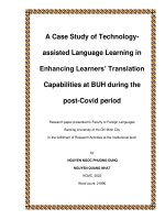 A Case Study of Technology-assisted Language Learning in Enhancing Learners’ Translation Capabilities at BUH during the post-Covid period : Đề tài nghiên cứu khoa học / Nguyễn Quang Nhật, Nguyễn Ngọc Phương Dung