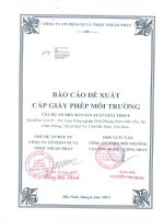 BÁO CÁO ĐỀ XUẤT CẤP GIẤY PHÉP MÔI TRƯỜNG
Dự án “Nhà máy sản xuất giấy Tissue”