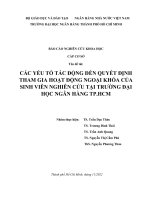 Báo cáo đề tài nghiên cứu khoa học cấp cơ sở: Các yếu tố tác động đến quyết định tham gia hoạt động ngoại khóa của sinh viên nghiên cứu tại trường Đại học Ngân hàng thành phố Hồ Chí Minh