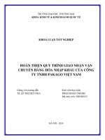 hoàn thiện quy trình giao nhận vận chuyển hàng hoá nhập khẩu của công ty tnhh pakago việt nam