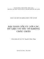 Báo cáo đề tài khoa học cấp cơ sở: Bài toán tối ưu với các dữ liệu có yếu tố không chắc chắn