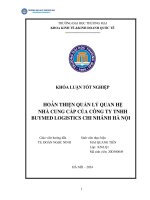 hoà̀n thiện quản lý quan hệ nhà cung cấp của công ty tnhh buymed logistics chi nhánh hà nội