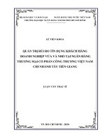 Luận văn thạc sĩ tài chính ngân hàng: Quản trị rủi ro tín dụng khách hàng doanh nghiệp vừa và nhỏ tại ngân hàng thương mại cổ phần Công thương Việt Nam - chi nhánh Tây Tiền Giang