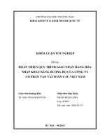 hoàn thiện quy trình giao nhận hàng hóa nhập khẩu bằng đường bộ tại công ty cổ phần vận tải toàn cầu việt nam chi nhánh hà nội