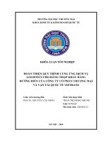 hoàn thiện quy trình cung ứng dịch vụ logistics cho hàng nhập khẩu bằng đường biển của công ty cp thương mại và vận tải quốc tế vietrans