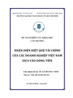 Đề tài nghiên cứu khoa học cấp trường: Nhận diện kiệt quệ tài chính của các doanh nghiệp Việt Nam dựa vào dòng tiền