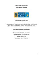 Factors affecting employees's loyalty at Tien phong joint stock commercial bank - Thao dien branch