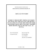 Cơ hội và thách thức trong xuất khẩu mặt hàng mây tre đan sang thị trường eu của công ty cổ phần xuất nhập khẩu thủ công mỹ nghệ artexport trong bối cảnh thực hiện hiệp định thương m