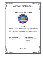 tác động của môi trường kinh doanh quốc tế đến hoạt động cung ứng dịch vụ vận tải hàng hóa xuất khảu của công ty cổ phần hàng hải seahorse