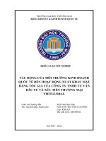 tác động của môi trường kinh doanh quốc tế đến hoạt động xuất khẩu mặt hàng tóc giả của công ty tnhh tư vấn đầu tư và xúc tiến thương mại vietglobal