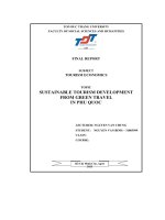 subject tourism economics topic sustainable tourism development from green travel in phu quoc