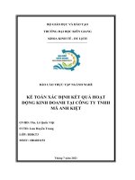 KẾ TOÁN XÁC ĐỊNH KẾT QUẢ HOẠT ĐỘNG KINH DOANH TẠI CÔNG TY TNHH MÃ ANH KIỆT