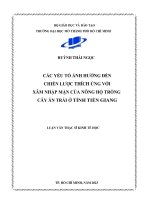 các yếu tố ảnh hưởng đến chiến lược thích ứng với xâm nhập mặn của nông hộ trồng cây ăn trái ở tỉnh tiền giang