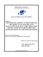 xác định solasodine từ dịch chiết rễ bất định cà gai leo solanum hainanense hance in vitro trong môi trường có bổ sung dịch chiết hoa mười giờ potulaca grandiflora hook