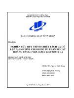 nghiên cứu quy trình chiết tách và cô lập palmatine chloride từ thân rễ cây hoàng đằng fibraurea tinctoria l