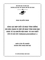 sàng lọc hợp chất có hoạt tính chống oxi hóa mạnh và một số hoạt tính sinh học khác từ xạ khuẩn nội sinh và cao chiết cây cà gai leo solanum procumbens l