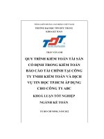 quy trình kiểm toán tài sản cố định trong kiểm toán báo cáo tài chính tại công ty tnhh kiểm toán và dịch vụ tin học tp hcm áp dụng cho công ty