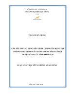các yếu tố tác động đến chất lượng tín dụng tại phòng giao dịch ngân hàng chính sách xã hội huyện vĩnh cửu tỉnh đồng nai