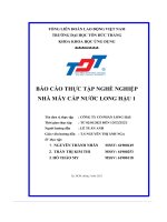 báo cáo thực tập nghề nghiệp nhà máy cấp nước long hậu 1