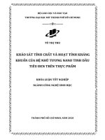 khảo sát tính chất và hoạt tính kháng khuẩn của hệ nhũ tương nano tinh dầu tiêu đen trên thực phẩm