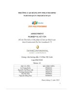 tiểu luận assignment nghiệp vụ lễ tân đề tài tìm hiểu về bộ phận lễ tân tại khách sạnintercontinental ha noi landmark 72