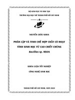 phân lập và tinh chế hợp chất có hoạt tính sinh học từ cao chiết chủng bacillus sp rd26