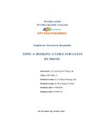 tiểu luận english for tourism hospitalitytopic 4 booking a table for guestby phone