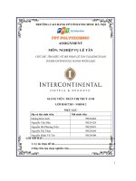tiểu luận chủ đề tìm hiểu về bộ phận lễ tân tại khách sạnintercontinental hanoi westlake