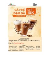 tiểu luận assignment nhập môn marketing và bán hàng công ty cổ phần thương mại dịch vụ trà cà phê vn thecoffeehouse
