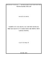 Luận văn thạc sĩ Quy hoạch và quản lý tài nguyên nước: Nghiên cứu xây dựng các chỉ tiêu đánh giá hiệu quả quản lý và khai thác hệ thống thủy lợi Bắc Đuống