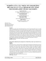 NGHIÊN CỨU CÁC NHÂN TỐ ẢNH HƯỞNG ĐẾN QUẢN LÝ CỦA CHÍNH QUYỀN TỈNH THANH HÓA ĐỐI VỚI DU LỊCH BIỂN