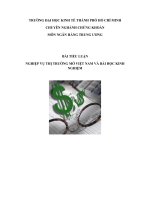 Tiểu luận - Ngân hàng trung ương - đề tài - Thực trạng hoạt động thị trường mở ở Việt Nam và bài học kinh nghiệm