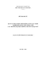 Quản lý hoạt động bồi dưỡng năng lực nghề nghiệp cho giảng viên tiếng Anh các trường đại học không chuyên ngoại ngữ