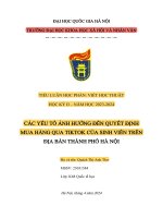 CÁC YẾU TỐ ẢNH HƯỞNG ĐẾN QUYẾT ĐỊNH MUA HÀNG QUA TIKTOK CỦA SINH VIÊN TRÊN ĐỊA BÀN THÀNH PHỐ HÀ NỘI