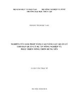 Luận văn thạc sĩ Quản lý xây dựng: Nghiên cứu giải pháp nâng cao năng lực quản lý cho Ban quản lí dự án nông nghiệp và phát triển nông thôn Hưng Yên