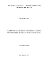 Luận văn thạc sĩ Quản lý xây dựng: Nghiên cứu giải pháp tiết giảm chi phí xây dựng cho công trình hồ chứa nước Bản Mòng - Sơn La