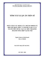 Tóm tắt: Phân tích tác động trách nhiệm xã hội tới nhận thức và hành vi mua của người tiêu dùng tại các siêu thị kinh doanh tổng hợp tại Hà Nội