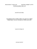 Luận văn thạc sĩ Quản lý Kinh tế: Giải pháp tăng cường công tác quản lý thuế nhập khẩu tại Cục hải quan tỉnh Lạng Sơn