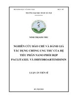 Nghiên cứu bào chế và Đánh giá tác dụng chống ung thư của hệ tiểu phân nano phối hợp paclitaxel và dihydroartemisinin
