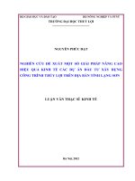 Luận văn thạc sĩ Kinh tế Tài nguyên thiên nhiên và Môi trường: Nghiên cứu đề xuất một số giải pháp nâng cao hiệu quả kinh tế các dự án đầu tư xây dựng công trình thủy lợi trên địa bàn tỉnh Lạng Sơn