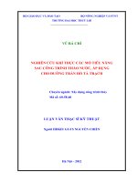 Luận văn thạc sĩ Xây dựng công trình thủy: Nghiên cứu khí thực các mố tiêu năng sau công trình tháo nước, áp dụng cho đường tràn hồ Tả Trạch