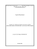Luận văn thạc sĩ Kinh tế Tài nguyên thiên nhiên và Môi trường: Nghiên cứu chính sách miễn giảm thủy lợi phí trong hoạt động tưới tiêu phục vụ sản xuất nông nghiệp
