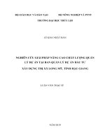 Luận văn thạc sĩ Quản lý xây dựng: Nghiên cứu giải pháp nâng cao chất lượng quản lý dự án tại Ban Quản lý dự án đầu tư xây dựng thị xã Long Mỹ, tỉnh Hậu Giang