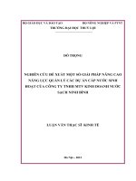 Luận văn thạc sĩ Kinh tế Tài nguyên thiên nhiên và Môi trường: Nghiên cứu đề xuất một số giải pháp nâng cao năng lực quản lý các dự án cấp nước sinh hoạt của công ty trách nhiệm hữu hạn một thành viên kinh doanh nước sạch Ninh Bình
