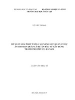 Luận văn thạc sĩ Quản lý xây dựng: Đề xuất giải pháp nâng cao năng lực quản lý dự án cho Ban quản lý dự án đầu tư xây dựng Phủ Lý, Hà Nam