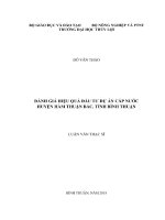 Luận văn thạc sĩ Quản lý xây dựng: Đánh giá hiệu quả đầu tư dự án cấp nước huyện Hàm Thuận Bắc, tỉnh Bình Thuận