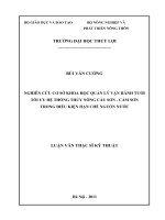 Luận văn thạc sĩ Quy hoạch và quản lý tài nguyên nước: Nghiên cứu cơ sở khoa học quản lý vận hành tưới tối ưu hệ thống Thủy nông Cầu Sơn - Cấm Sơn trong điều kiện hạn chế nguồn nước