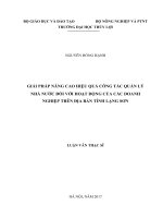 Luận văn thạc sĩ Quản lý Kinh tế: Giải pháp nâng cao hiệu quả quản lý nhà nước đối với hoạt động của các doanh nghiệp trên địa bàn tỉnh Lạng Sơn