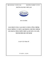 Luận văn thạc sĩ Quản lý xây dựng: Nghiên cứu nâng cao chất lượng công trình giao thông và thủy lợi trong chương trình xây dựng nông thôn mới tại huyện Cần Giờ, thành phố Hồ Chí Minh