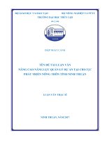 Luận văn thạc sĩ Quản lý xây dựng: Nâng cao năng lực quản lý dự án tại chi cục phát triển nông thôn tỉnh Ninh Thuận